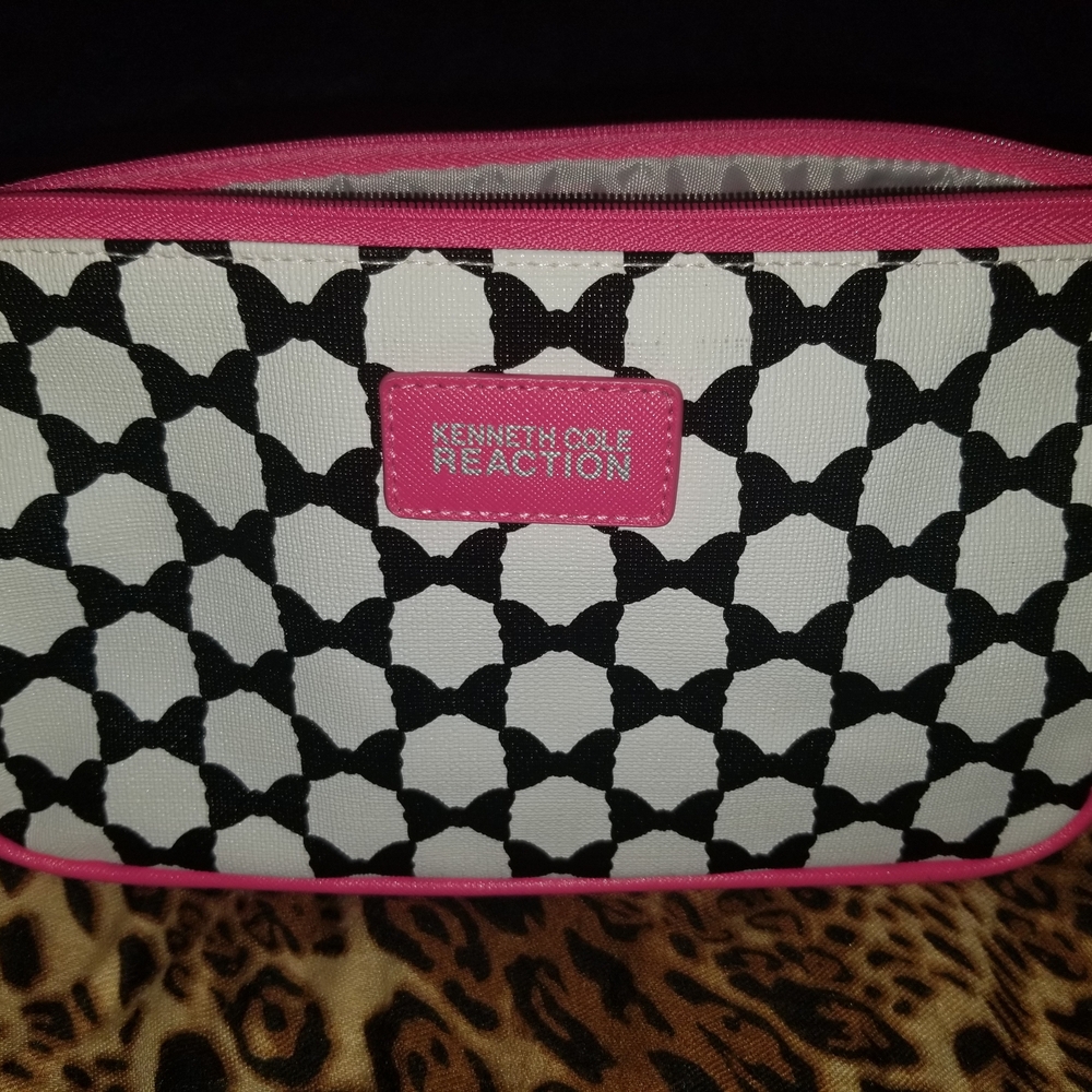 Kenneth Cole Reaction Black and White Bag with Pink Trim